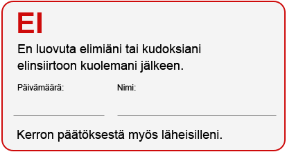 Elinluovutustahto ei