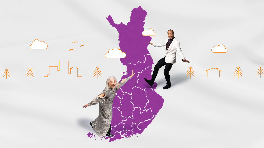 Kansalaiskampanjan kasvot Seela Sella ja Ernest Lawson Suomen kartalla