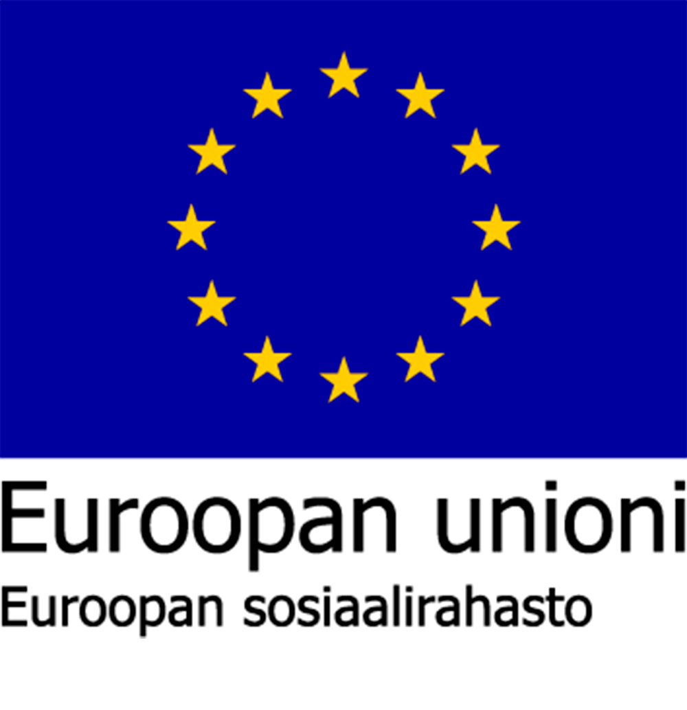 EU:n lippu, jonka alapuolella teksti: Euroopan unioni - Euroopan sosiaalirahasto