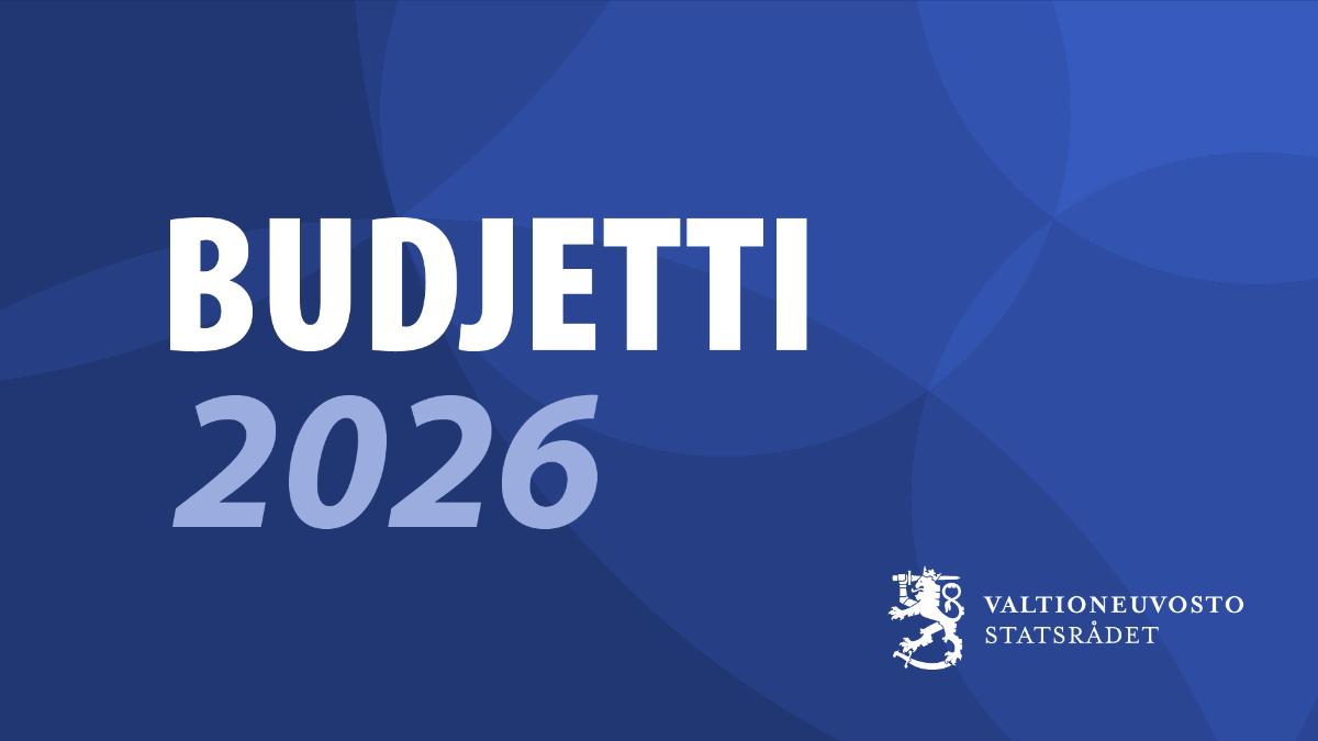Kuvassa teksti budjetti 2026 sinisellä taustalla
